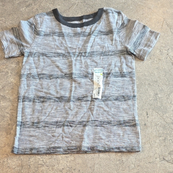 (J37) Jumping Beans Gray Short Sleeve Tee Striped Casual Sz 3T - Picture 1 of 3